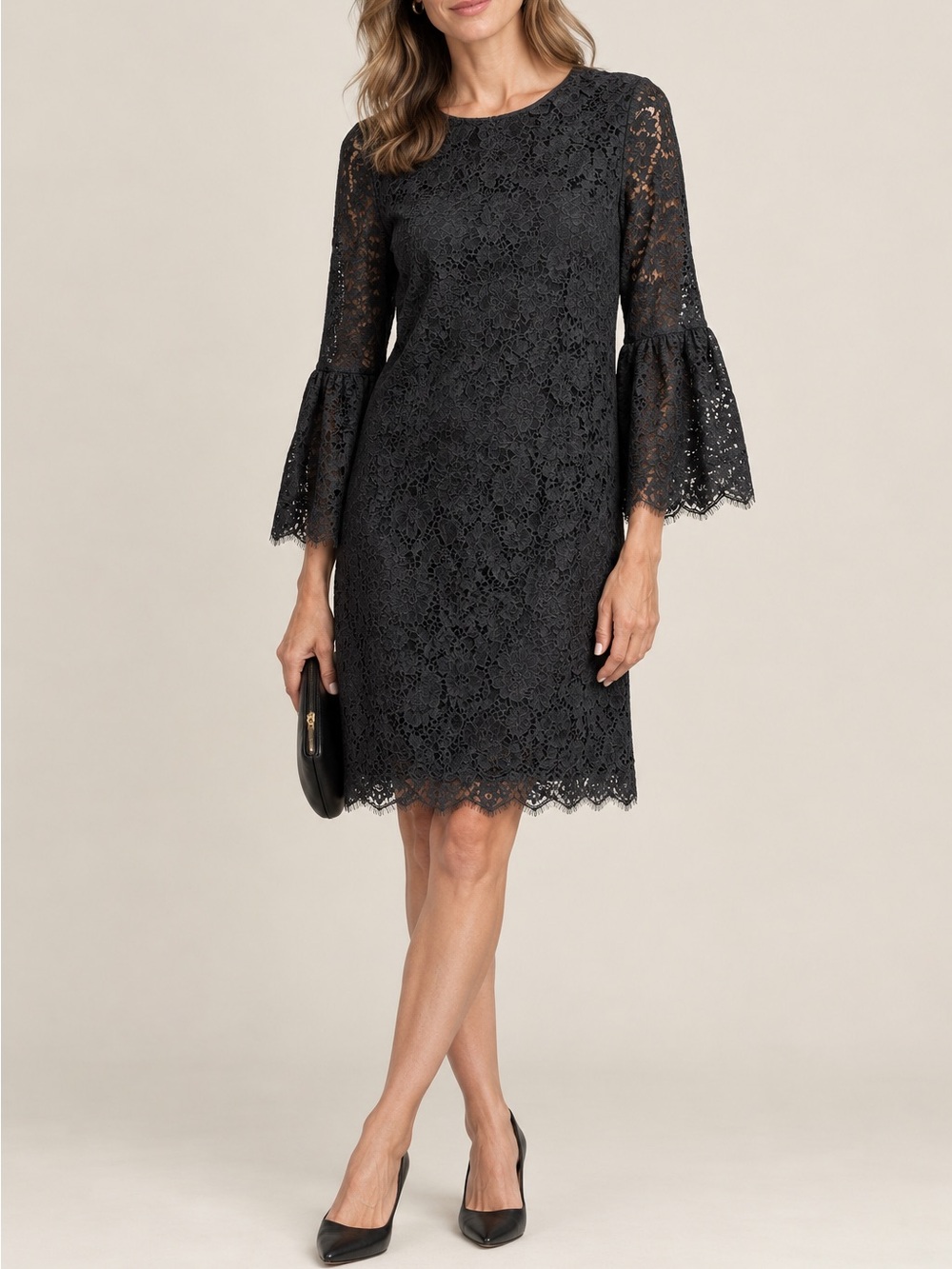 NWT Banana Republic Black Lace Cocktail Shift Dress, 4